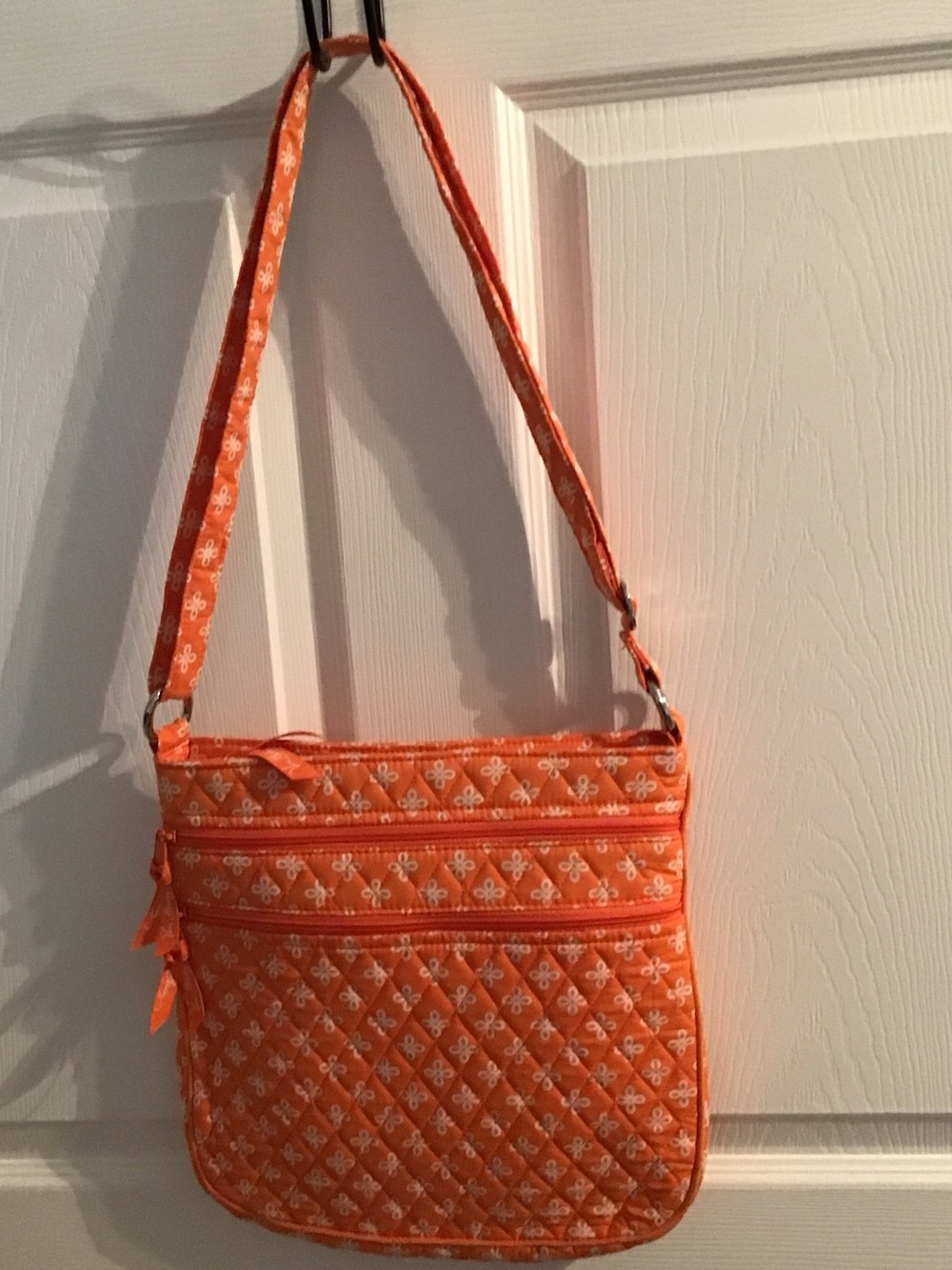 Vera Bradley Orange Quilted Crossbody with White Pattern (B)